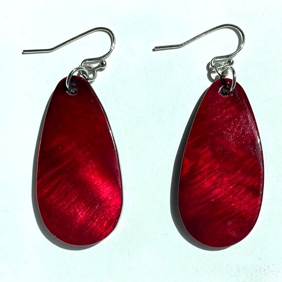 Elegant Dark Red Drop Earrings - Picture 3 of 6